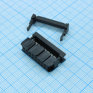 IDC-16F, IDC разъем, розетка на плоский шлейф 16pin(2x8), шаг 2.54мм