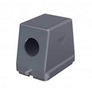 Крышка разъема H48B-SO-2PR-M32, Крышка разъема на кабель, типоразмер 48B, без уплотнителя, 1 отверстие с резьбой для кабельных вводов M32x1,5, с боковым расположением, без защелки (упоры под одну защелку), материал корпуса: алюминиевый сплав