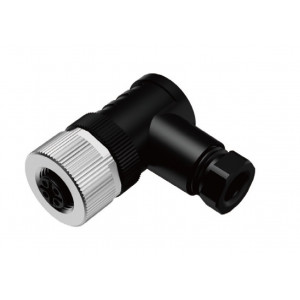 Розеточный разъем M12A04FPAFWSR406001, Розеточный разъем на кабель, 4 полюса, M12, угловой, A-Code, диаметр кабеля: 4,0-6,0 мм, 4А, 250V, корпус из пластика, резьбовое соединение: цинк