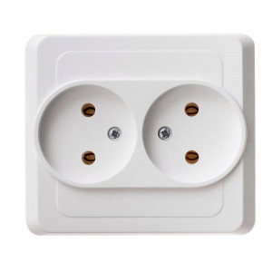 Розетка 2-м СП Этюд 16А IP20 250В без заземл. без защ. шторок бел. SE PC16-005B