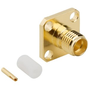 132107, РЧ соединители / Коаксиальные соединители SMA 4 HOLE FLANGE .085 S/R GOLD