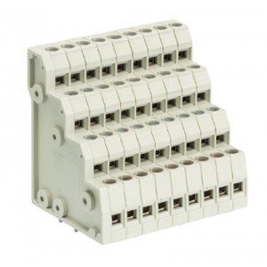 Клемма Wiecon 8195 V/ 9/36 OB, Клемма, 4 этажа, горизонтальный подвод кабеля, на плату, шаг: 5.0 мм, 36 полюсов, фиксация провода винтовая, исполнение: без маркировки, 300V, 10A, цвет: серый