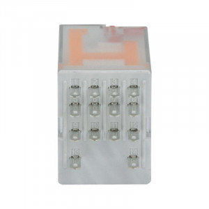 Реле миниатюрное промышленное общего назначения, 4CO, ком. ток 6А,AgSnO, напряжение 230V AC, опция: тест-кнопка+светодиод IR-230AC-4CO-D