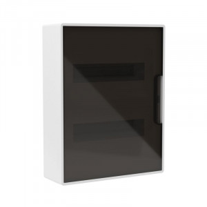 Щит 24 модуля настенный  FRAME, белый, с тонированной дверцей, с 4 шинами PEN на 6 и 8 отверстий F24W1WD