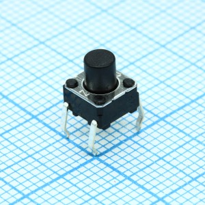 B3F1060, Кнопка тактильная 6х6 h=7мм (3.4мм+толкатель 3.6мм) 0.98N 0,05A 24В