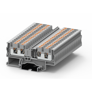 Проходная клемма TP4-4-GY, Проходная клемма, 4 точки подключения, тип фиксации провода: Push-in, номинальное сечение: 4 мм кв., 32A, 800V, ширина: 6,2 мм, цвет: серый, тип монтажа: DIN35