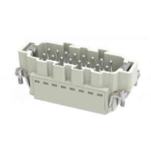 Вилочная контактная вставка DE-016-MP, Вилочная контактная вставка, Push-in фиксация, 16 полюсов + PE, типоразмер 16B, 500V, 16A, сечение обслуживаемых проводников 0,5-2,5 мм кв, тип покрытия контактов: серебро