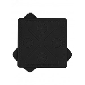 Распаячная коробка ОП 100х100х55мм, крышка, IP54, 8вх., черная, инд. штрихкод SQ1401-0913