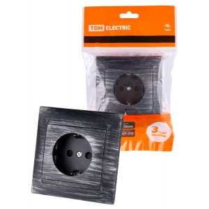 Розетка 2П+З 16А 250В с защ. шт. старинное серебро "Лама" SQ1815-0652