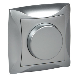 ДУЭТ СВЕТОРЕГУЛЯТОР (диммер) поворотный, 300Вт, в сборе, СЕРЕБРИСТЫЙ C3(2) WDE000334