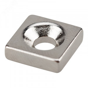 Магнит неодимовый прямоугольник 10х10х3мм с зенковкой 6х3.5мм (блист.3 шт) 72-3700, Магнит неодимовый