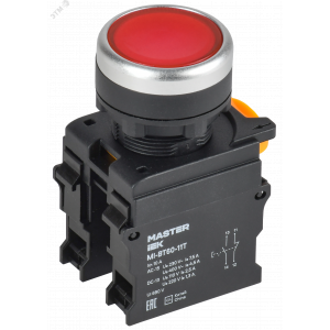 Кнопка с фиксацией d=22мм 1NO+1NC красная MASTER MI-BT60-11T-3-21-K04