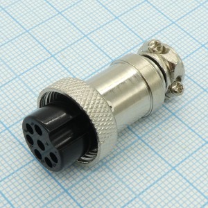 Разъем PH-7FC розетка на кабель, разъем металлический, семь контактов, 125V 3A, IP55(пыле- и брызгозащищенный)