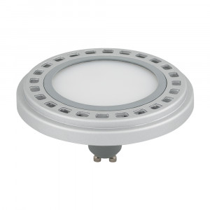 Лампа AR111-UNIT-GU10-15W-DIM Warm3000 (WH, 120 deg, 230V) 026890, Светодиодная лампа AR111, цоколь GU10, светодиод SMD, цвет БЕЛЫЙ ТЕПЛЫЙ 3000K, угол 120°, мощность 15Вт, напряжение 230V, Индекс цветопередачи CRI>80 Диммер TRIAC  Цвет рамки белый