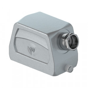 Крышка разъема 70.350.0628.0, Крышка разъема на кабель, типоразмер 6B, без уплотнителя, 1 кабельный ввод PG13,5, IP54, с боковым расположением, без защелки (упоры под одну защелку), материал корпуса: алюминиевый сплав