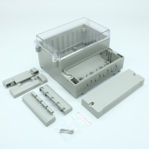 DC001CUL, Двухсекционный корпус IP65 с откидной прозрачной крышкой, база ABS светло-серая, крышка из поликарбоната