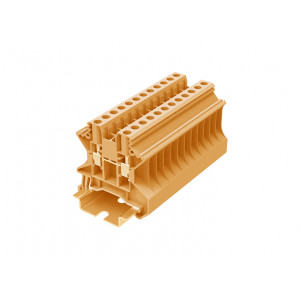 Проходная клемма TU4-2-OG, Проходная клемма, тип фиксации провода: винтовой, номинальное сечение: 4 мм кв., 32A, 1000V, ширина: 6,2 мм, цвет: оранжевый, тип монтажа: DIN35