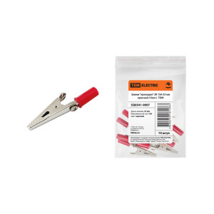 Зажим "крокодил" ЗК 15А 53мм красный (10шт) SQ0541-0007