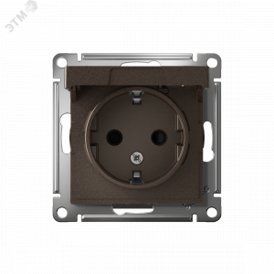 Розетка 1-м СП AtlasDesign 16А IP20 с заземл. защ. шторки с крышкой механизм мокко SE ATN000646