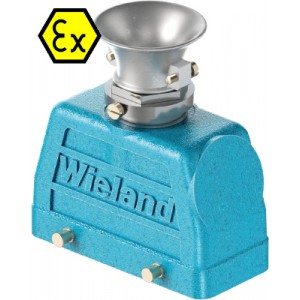 Крышка разъема Ex 70.352.1636.3, Крышка разъема на кабель, типоразмер 16B, взрывозащищита, без уплотнителя, 1 кабельный ввод M25x1,5, с разгрузкой на изгиб, IP54, с верхним расположением, без защелок (упоры для двух защелок), материал корпуса: цинковый сплав