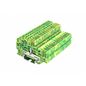 Заземляющая клемма TCD2.5-2-1-PE, Заземляющая этажная клемма, 2 этажа, тип фиксации провода: пружинный, номинальное сечение: 1,5 мм кв., ширина: 3,5 мм, цвет: желто-зеленый, тип монтажа: DIN35