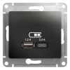 Изображение товара Розетка USB Glossa тип A+C 5В/2.4А 2х5В/1.2А механизм антрацит SE GSL000739