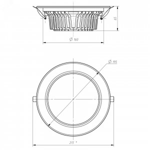 Светильник даунлайт светодиодный SDL-10-90-30K-W30 встраиваемый круглый 30Вт 3000K 2700Лм 190х190х57 Б0049699