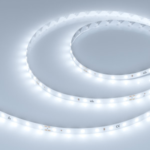 Лента DOT-X64-8mm 24V White6000 (5 W/m, IP20, 5m) 040185, Лента DOT с видимой световой точкой. Светодиод Point Light, 64 шт/м (320 шт на 5 м), белая плата, ширина 8 мм, скотч 3M. Цвет БЕЛЫЙ 6000 K, цветопередача CRI>80, угол 145°. Питание 24 В, мощность 5 Вт/м (25 Вт на 5 м). Размеры 5000x8x1.2 мм. Мин. отрезок