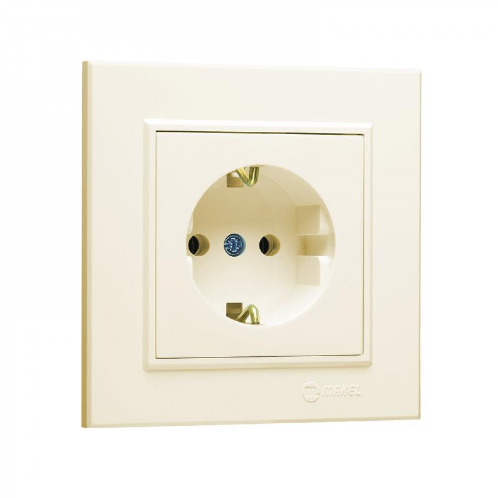 Изображение товара Розетка с заземлением керамическая Karea 16А IP20 крем