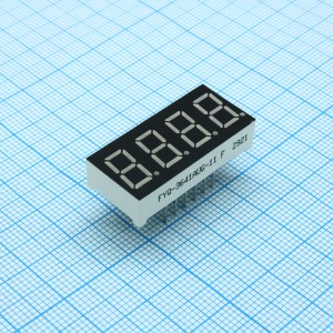 FYQ-3641AUG-11, 4-х разрядный индикатор 9,2мм/зеленый/570нм/60-100мкд/ОК