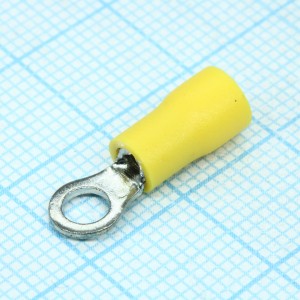 RV1.25-3.7S  Yellow, наконечник кабельный кольцевой с изоляцией d=3.7мм, сеч. пров.0.5-1.5мм2