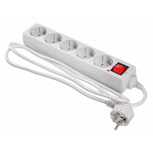 Удлинитель с сетевым фильтром 5х1.5м с заземл. 7А IP20 500SL-1.5-G 1.5кВт CCA сер. 354120