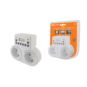 ТаймеррозеточныйТРЭ-03-1мин/7дн-10on/off-2х8А-2р (недельный, 2 розетки) SQ1506-0006