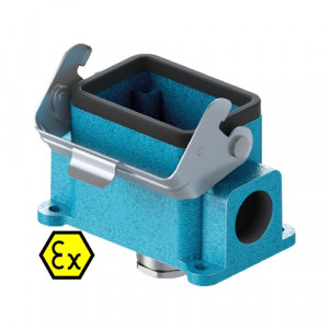 Закрытое основание разъема EX EX GUT GO 6 M20 09IA Z0, Основание разъема на панель, закрытое, типоразмер 6B, взрывозащита, с уплотнителем, 1 кабельный ввод M20x1,5, IP54, с нижним расположением, с одной защелкой, без защитной крышки, материал корпуса: цинковый сплав