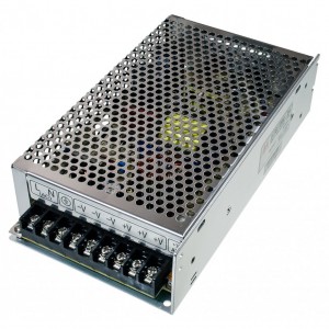 HTS-200-24, Источник напряжения с гальванической развязкой для светодиодных изделий. Входное напряжение 200-240 VAC. Выходные параметры: 24 В, 8,3 А, 200 Вт. Встроенный PFC >0,5. Негерметичный алюминиевый сетчатый корпус IP 20. Габаритные размеры длина 159 мм, ширина