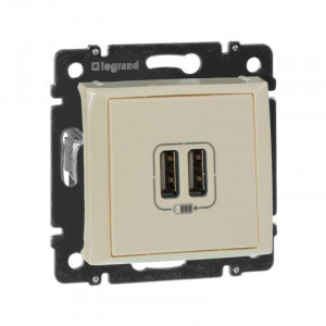 VALENA Розетка двойная USB слоновая кость 774170