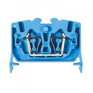 Проходная клемма (MINI) WKF2,5/MD/35 BL, Проходная клемма, MINI, верхний подвод кабеля, 4 точки подключения, тип фиксации провода: пружинный, номинальное сечение: 2,5 мм кв., 24A, 800V, ширина: 5 мм, цвет: синий, тип монтажа: DIN35