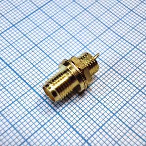 SMA гнездо на блок с гайкой gold, ВЧ разъем