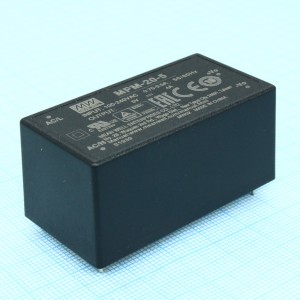MPM-20-5, AC-DC med, 20Вт, вход 80...264В AC 47...440 Гц, выход 5В/4А, изоляция 4000В AC, на плату, 52.4х27.2х24мм, -40...+85°C