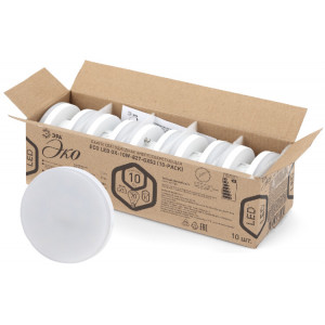 Лампочка светодиодная RED LINE ECO LED GX-10W-827-GX53 (10-PACK) GX53 10Вт таблетка теплый белый свет Б0036549