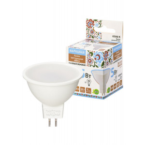 Лампа светодиодная MR16-5 Вт-230 В-6500 К–GU5,3 Народная SQ0340-1607