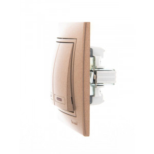 Выключатель 2-кл. СП Mira 10А IP20 с подсветкой со вставкой свет. корич. перламутр. 701-3131-112