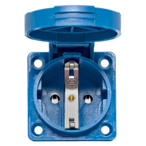 Розетка панельная 112 скрытая 2P+PЕ 16А 220В IP44 с защ. крышкой ps-112-16-220