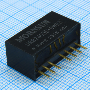 URB2405S-6WR3, Преобразователь DC/DC мощность, Вт: 6 вход 24(9-36)В выход 5В изоляция: 1600В, 22.00*9.50*12.00мм