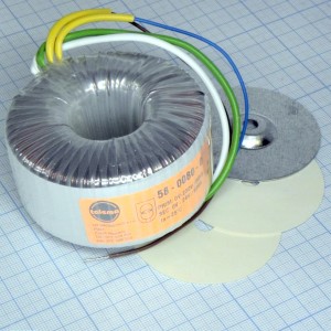 58-0080-012-S, Тороидальный трансформатор 80ВА 230В 12В 6,667A (80x44мм)