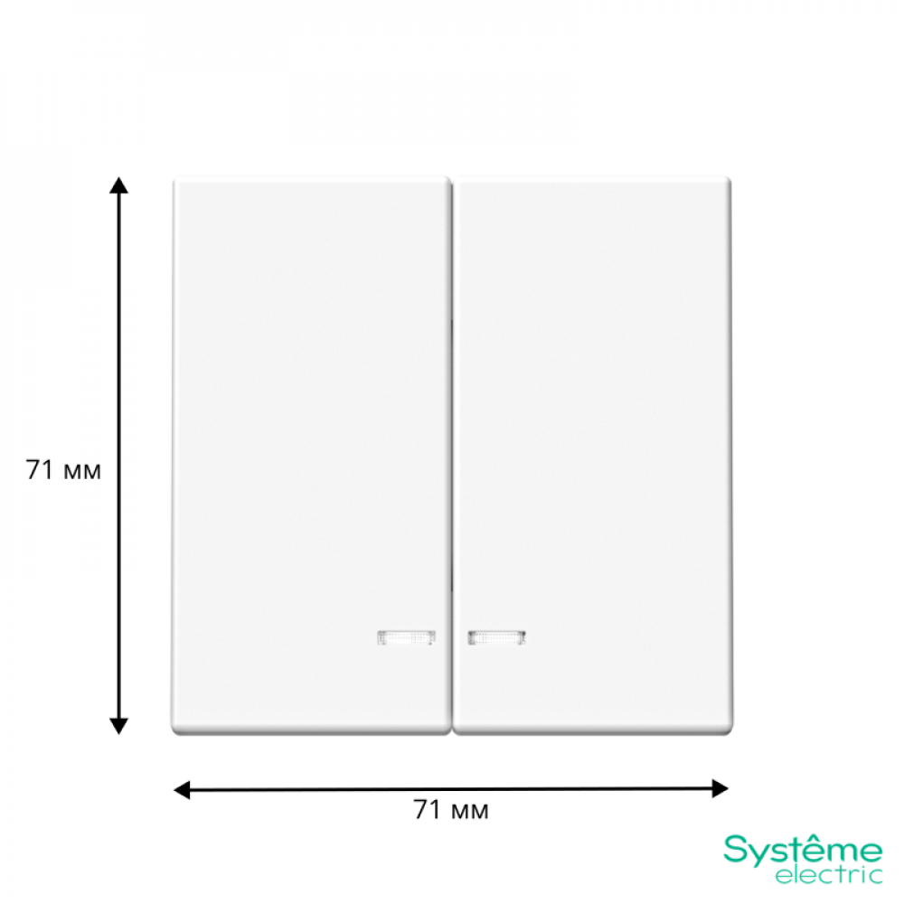Изображение товара ARTGALLERY 2-клавишный выключатель с подсветкой, механический, белый