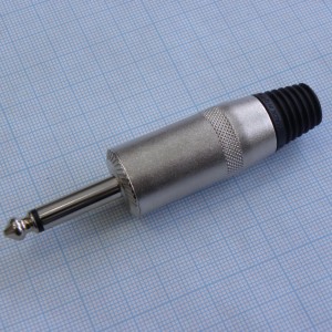 TS 6.3 (jack) штекер металл D=8мм, Моно аудио штекер 6.3 мм, для кабеля диаметром до 8мм NYS225
