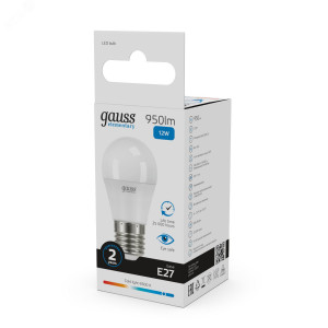 Лампа Elementary Шар 12W 950lm 6500K Е27 LED 1/10/100 53232