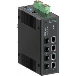 Коммутатор WIENET L2MS 8G-4SFP, Коммутатор серии WieNet, управляемый, 8 портов RJ45 скорость передачи 10/100 MBit/s, 4 SFP порта, номинальное напряжение: 9-57 VDC, монтаж: на DIN рейку, материал корпуса: алюминий