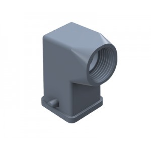 Крышка разъема 76.350.0736.1, Крышка разъема на кабель, типоразмер 3A, без уплотнителя, 1 отверстие с резьбой для кабельных вводов M20x1,5, с боковым расположением, без защелок (упоры для двух защелок), материал корпуса: цинковый сплав